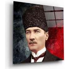 Kırmızı Ayı Atatürk Cam Tablo