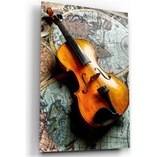 Kırmızı Ayı Keman Cam Tablo