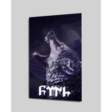 Kırmızı Ayı Kurt Cam Tablo