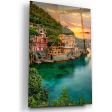 Kırmızı Ayı Manzara Cam Tablo