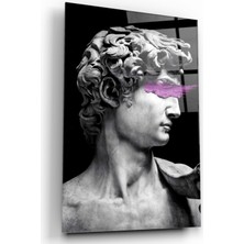 Kırmızı Ayı Heykel Cam Tablo