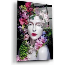 Kırmızı Ayı Kadın Cam Tablo