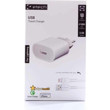 Etech ETC-012 3.0A 15/18W Fast Ip Lightning Şarj Cihazı
