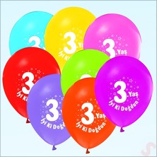 Süsle Bebek ve Parti  3.yaş Doğum Günü Pastel Balon, 30CM x 6 Adet