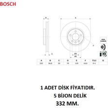 Bosch Fren Diski Vw (Volkswagen) Amarok 2.0 Tdı; Amarok 2.0 Tdı 4motion; Amarok 2.0 Tsı; Amarok 3.0 Tdı; A