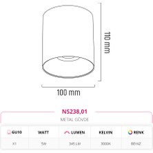 Nevo 5W Sıva Üstü Beyaz LED Spot NS238