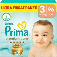 Prima Premium Care Bebek Bezi 3 Beden Midi 6-10 Kg 96lı Süper Fırsat Paketi