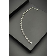 Frnch 925 Ayar Gümüş Siyah-Beyaz Zirkon Taşlı Tennis Erkek Bileklik FRJ11908-2008-SB