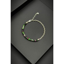 Frnch 925 Ayar Gümüş ve Krizakol Doğal Taşlı Yeşil Renk Erkek Bileklik FRJ11879-1979-Y2