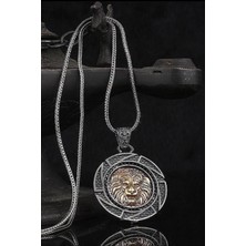 Frnch 925 Ayar Gümüş Aslan Figürlü Gümüş Renkli Erkek Kolye FRJ30644-744-A2G