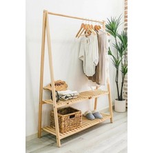 Parcea Konfeksiyon Modern Iki Raflı Ahşap Elbise Askılık 150X100
