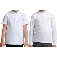 Unisex Polo Yaka 2' Li T-Shirt Uzun Kol + Kısa Kol