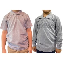 Mavimoure Unisex Polo Yaka 2' Li T-Shirt Uzun Kol + Kısa Kol