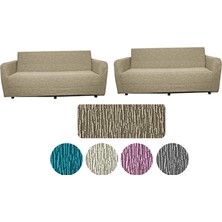 Güzelevim Tekstil Koltuk Kılıfı Jakarlı Düz Desen  3+3 Esnek Lastikli Koltuk Örtü