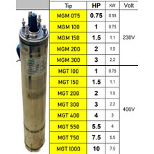 Amega Mgt 300 3 Hp 380V Döküm Yağ Çemberli 4" Dalgıç Pompa Eco Motor