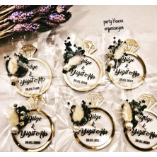 Party Housee Organizasyon  Söz Nişan Kına Nikah Hediyelikleri  Aynalı Pleksi Yüzük Magnet 25 Adet