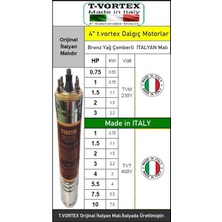 Vortex Orjinal Italyan 7.5 Hp 380V Bronz Yağ Çemberli Nsk Rulmanlı 4" Dalgıç Pompa Motor