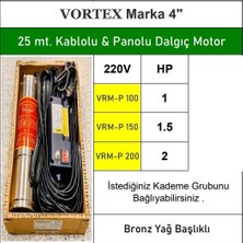 Vortex Vrm-P 150 1.5 Hp 220V 25 Mt. Kablolu & Panolu Bronz Yağ Çemberli Dalgıç Pompa Motoru