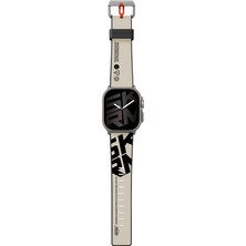 Skinarma Watch 44MM Uyumlu Kordon Skinarma Spunk Serisi Pu Deri Strap Kayış Krem