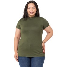 Disentis Modest Büyük Beden Yarım Balıkçı Kısa Kollu Viskon Haki Body