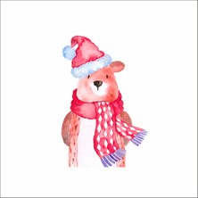 Reysa Tasarım Sevimli Ayıcık Yılbaşı Sticker Duvar Sticker 30X15 cm