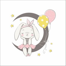 Reysa Tasarım Ay'da Sevimli Tavşan Sticker Duvar Sticker 30X30 cm