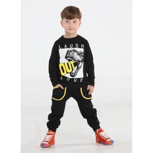 Casabony Out Dino Siyah Baggy Pantolon + T-Shirt Takım