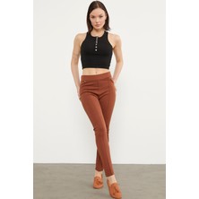 Sementa Önden Dikiş Detaylı Tayt - Kiremit