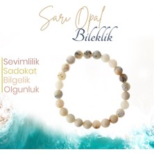 Deniz Doğal Taş Sertifikalı Sarı Opal   ( Taşlar) Doğaltaş Bileklik 8 Mm, B1002