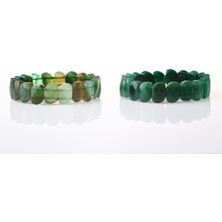 Deniz Doğal Taş Sertifikalı Yeşil Akik   ( Taşlar) Doğaltaş Geniş Kesim Bileklik B902