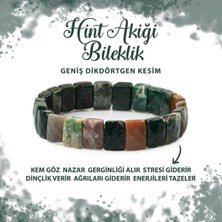 Deniz Doğal Taş Sertifikalı Hint Akiği Doğal Taş Kare Kesim Geniş Kesim Bileklik