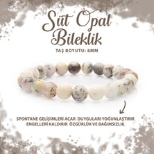 Deniz Doğal Taş Sertifikalı Süt Opal 8mm Doğal Taş Bileklik