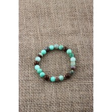 Deniz Doğal Taş Sertifikalı Krizopras   ( Taşlar) Doğaltaş Bileklik 8 mm