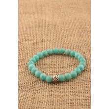 Deniz Doğal Taş Sertifikalı Amazonit   ( Taşlar) Doğaltaş Bileklik 8 mm - B856