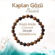 Deniz Doğal Taş Sertifikalı Kaplan Gözü   ( Taşlar) Doğaltaş Bileklik 8 Mm, B974