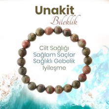 Deniz Doğal Taş Sertifikalı Unakit   ( Taşlar) Doğaltaş Bileklik 8 Mm, B1014