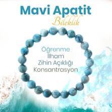 Deniz Doğal Taş Sertifikalı Mavi Apatit   ( Taşlar) Doğaltaş Bileklik 8 Mm, B991