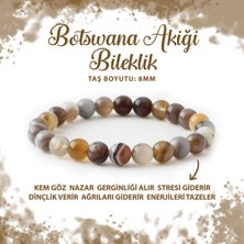 Deniz Doğal Taş Sertifikalı Botswana Akiği 8mm Doğal Taş Bileklik