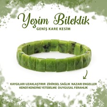 Deniz Doğal Taş Sertifikalı Yeşim Doğal Taş Kare Kesim Geniş Kesim Bileklik