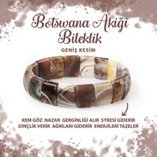 Deniz Doğal Taş Sertifikalı Botswana Akiği Doğal Taş Balık Sırtı Geniş Kesim Bileklik