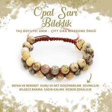 Deniz Doğal Taş Sertifikalı Opal Sarı 8mm Çift Sıra Makrome Doğal Taş Bileklik