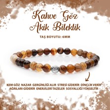Deniz Doğal Taş Sertifikalı Kahve Göz Akik 6mm Doğal Taş Bileklik