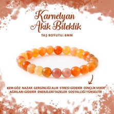 Deniz Doğal Taş Sertifikalı Karnelyan Akik 8mm Doğal Taş Bileklik