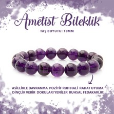 Deniz Doğal Taş Sertifikalı Ametist 10MM Doğal Taş Bileklik