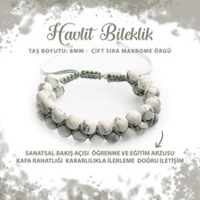 Deniz Doğal Taş Sertifikalı Havlit 8mm Çift Sıra Makrome Doğal Taş Bileklik