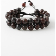 Deniz Doğal Taş Sertifikalı Jasper Doğaltaş Bileklik, Jasper Doğal Taş Çift Sıra Makrome Bileklik (8mm) B1083