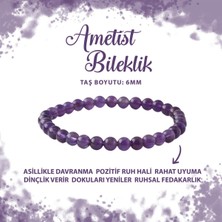Deniz Doğal Taş Sertifikalı Ametist 6mm Doğal Taş Bileklik
