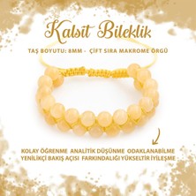 Deniz Doğal Taş Sertifikalı Kalsit 8mm Çift Sıra Makrome Doğal Taş Bileklik
