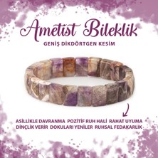 Deniz Doğal Taş Sertifikalı Ametist Doğal Taş Kare Kesim Geniş Kesim Bileklik