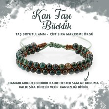 Deniz Doğal Taş Sertifikalı Kan Taşı 4mm Çift Sıra Doğal Taş Bileklik